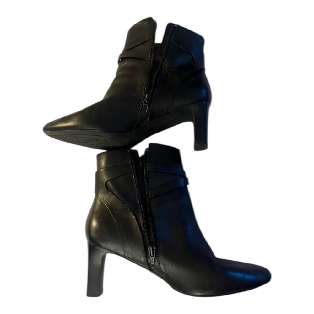 lauren ralph lauren nadia Black Leather bootie Strap Ankle Boot Size 8B